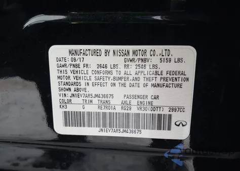 2018 Infiniti Q50 3.0T Sport from USA, damaged, VIN JN1EV7AR5JM436675